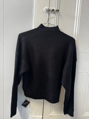 Women's Black Mock Neck Ribbed Sweater - Zaful